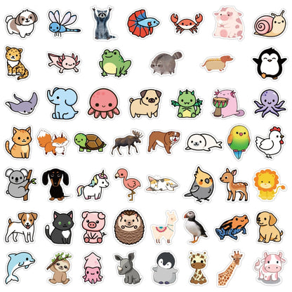 Assorted Cute Anime Animal Stickers - Perfect for Laptops, Phones, and More (10/30/50/100 pcs)