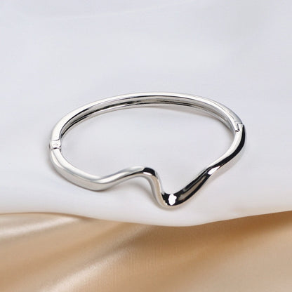 Rose Gold Cuff Bangle Bracelet for Women - Irregular Ripple Design
