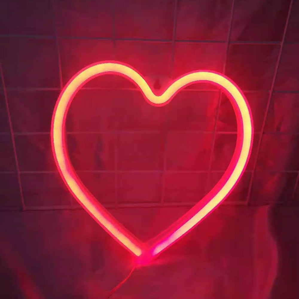 Neon Heart Sign Dual Powered Led Light
