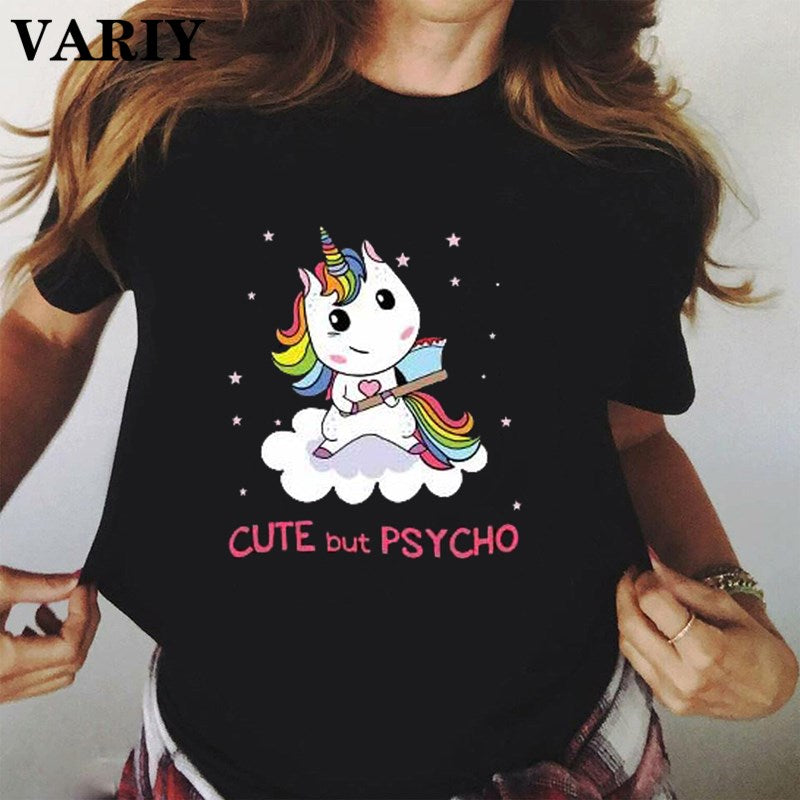Cute But Psycho Unicorn Graphic Tees