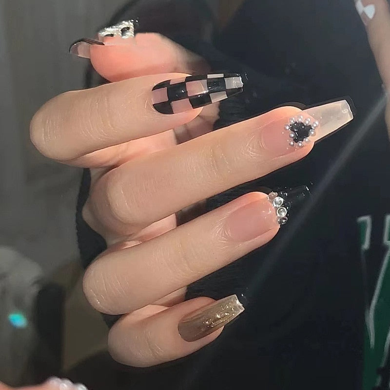 Long Coffin Press On Nails with Glue