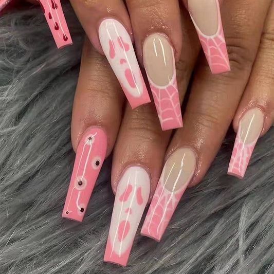 Long Coffin Press On Nails with Glue