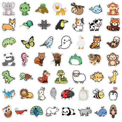 Assorted Cute Anime Animal Stickers - Perfect for Laptops, Phones, and More (10/30/50/100 pcs)