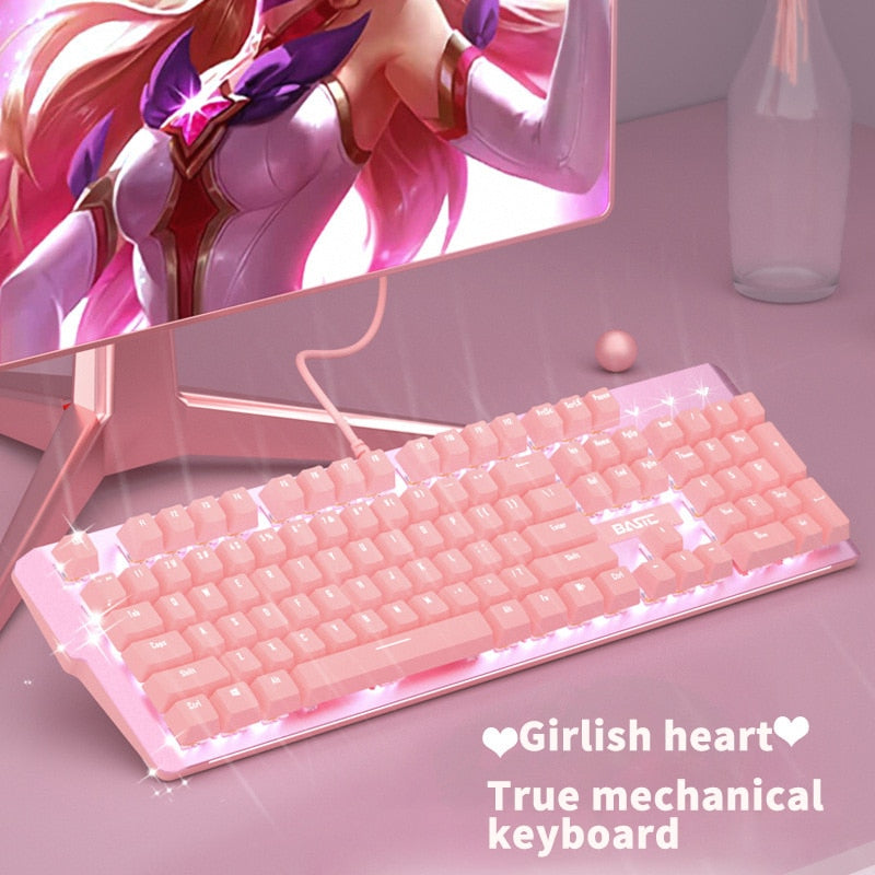 Pink Gaming Mechanical Wired Keyboard