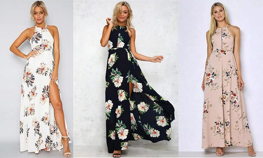 Sexy Sleeveless Hollow Backless Vintage Flower Dress