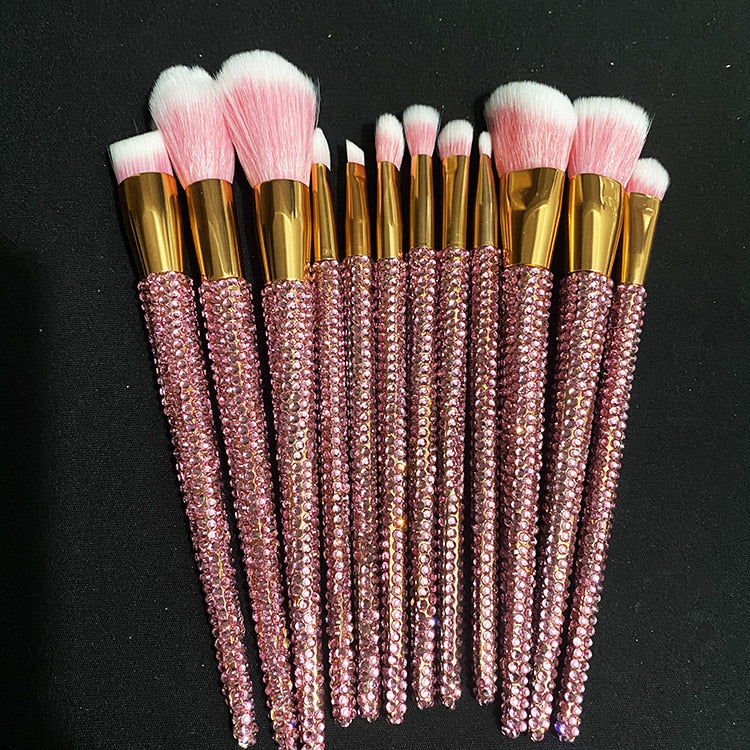 12Pcs/set Diamond-studded Makeup Brushes