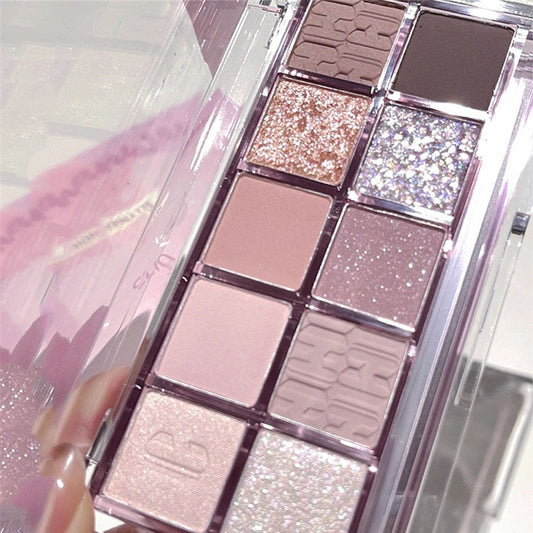 10 Colors Charming Purple Eyeshadow Palette Make Up Glitter Eye Shadow Pigment Shimmer