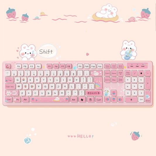 Pink Wired Keyboard for Office PC and Gaming