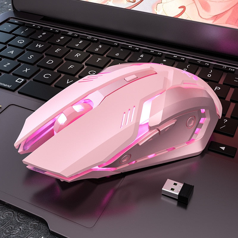 Bluethooth Wireless Mouse Girl Cute Pink Mute Game Rechargeable