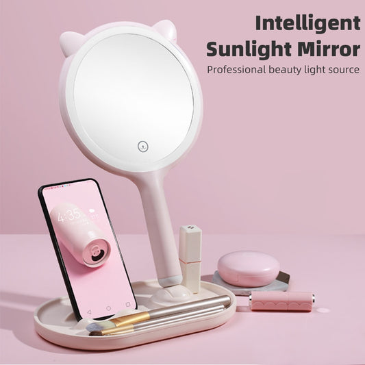 New Intelligent Beauty Makeup Mirror Smart Led Makeup Mirrors With Cosmetics Storage Box with Phone Holder