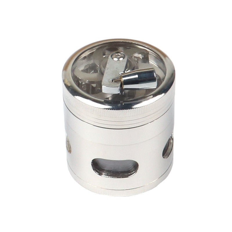 Clear Top Hand Crank Herb Grinder with Pollinator and Drawer