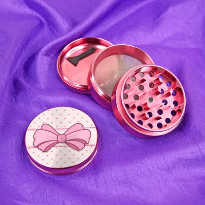 Pink Bow Tie Grinder 40MM 4 Layers Mini Sweet Aluminum Alloy Grinder