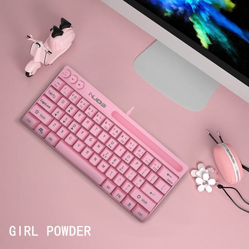 Pink Mini Keyboard with Phone Holder