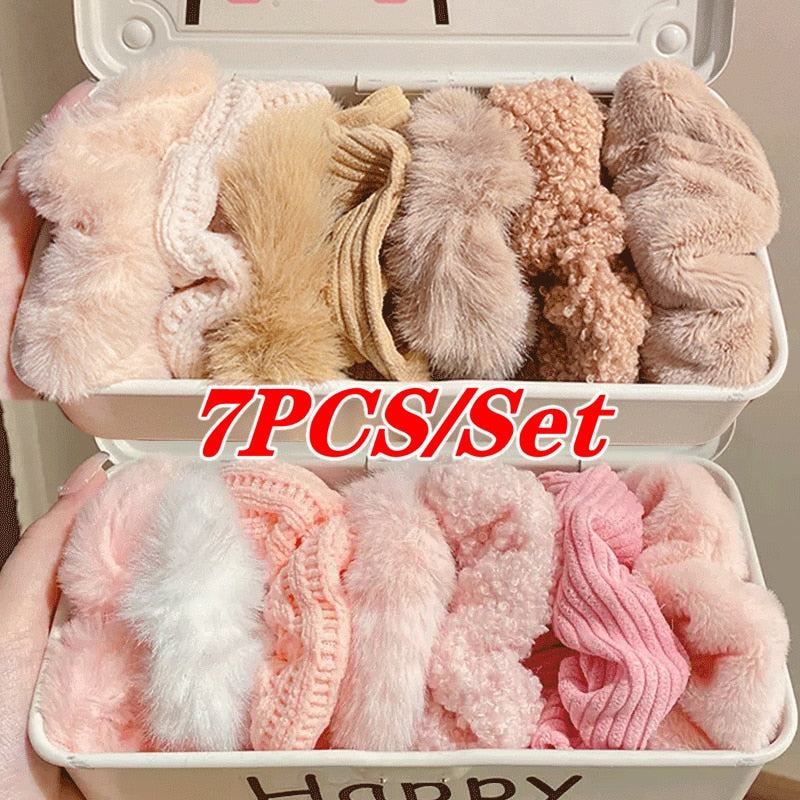 7PCS/Set Plush Hair Scrunchies