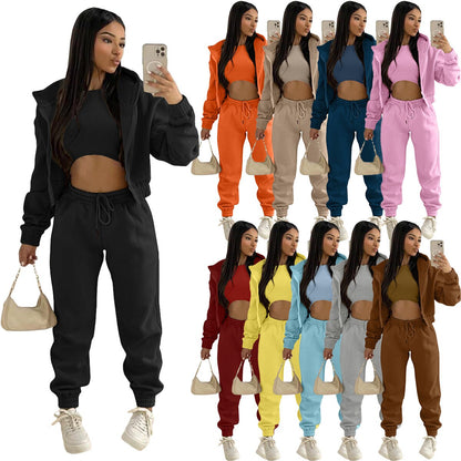Cropped Jacket Tracksuit Two Piece Set