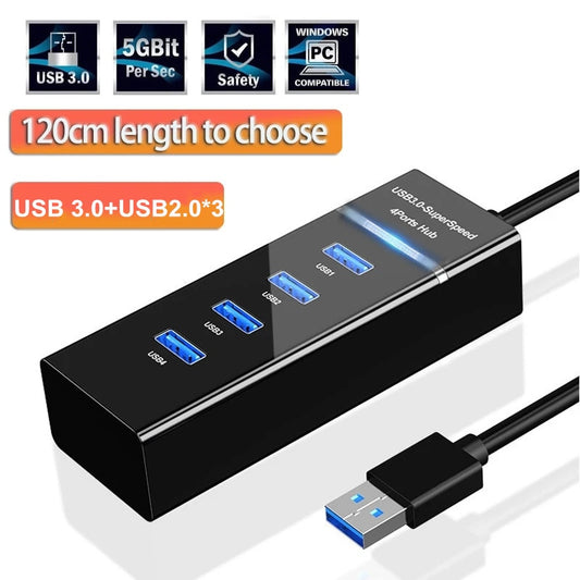 4 Ports USB Hub 3 0 High Speed Multi USB Splitter Adapter