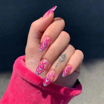 24pcs Pink Butterfly False Nails