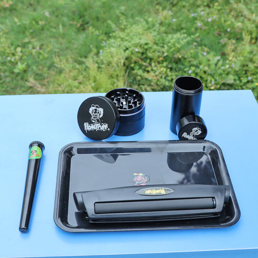 Smoking Kit with Grinder, Rolling Tray, and Container Jar