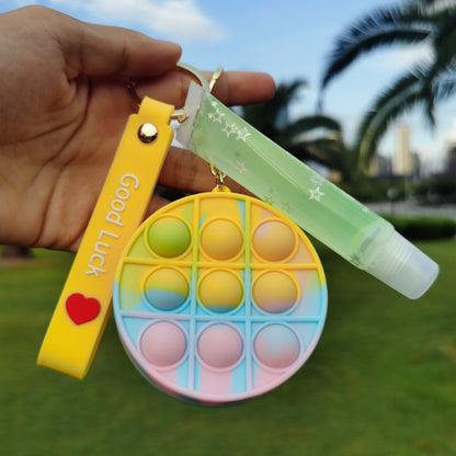 Toy Bubble Popper Stress Ball Lip Gloss Keychains 5 pc