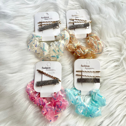 Hair Scrunchie and Clip Set